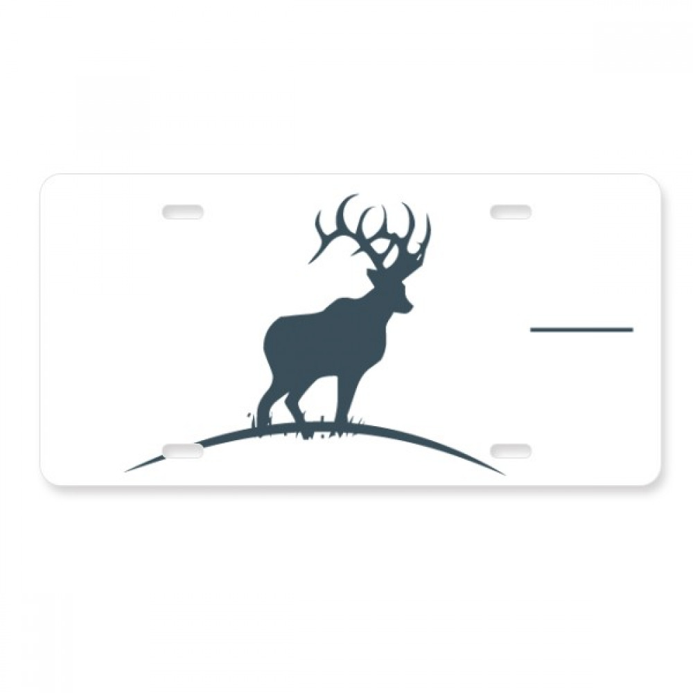 Cartoon Deer Animal Blue Outline License Plate Decoration Stainless Automobile Steel Tag